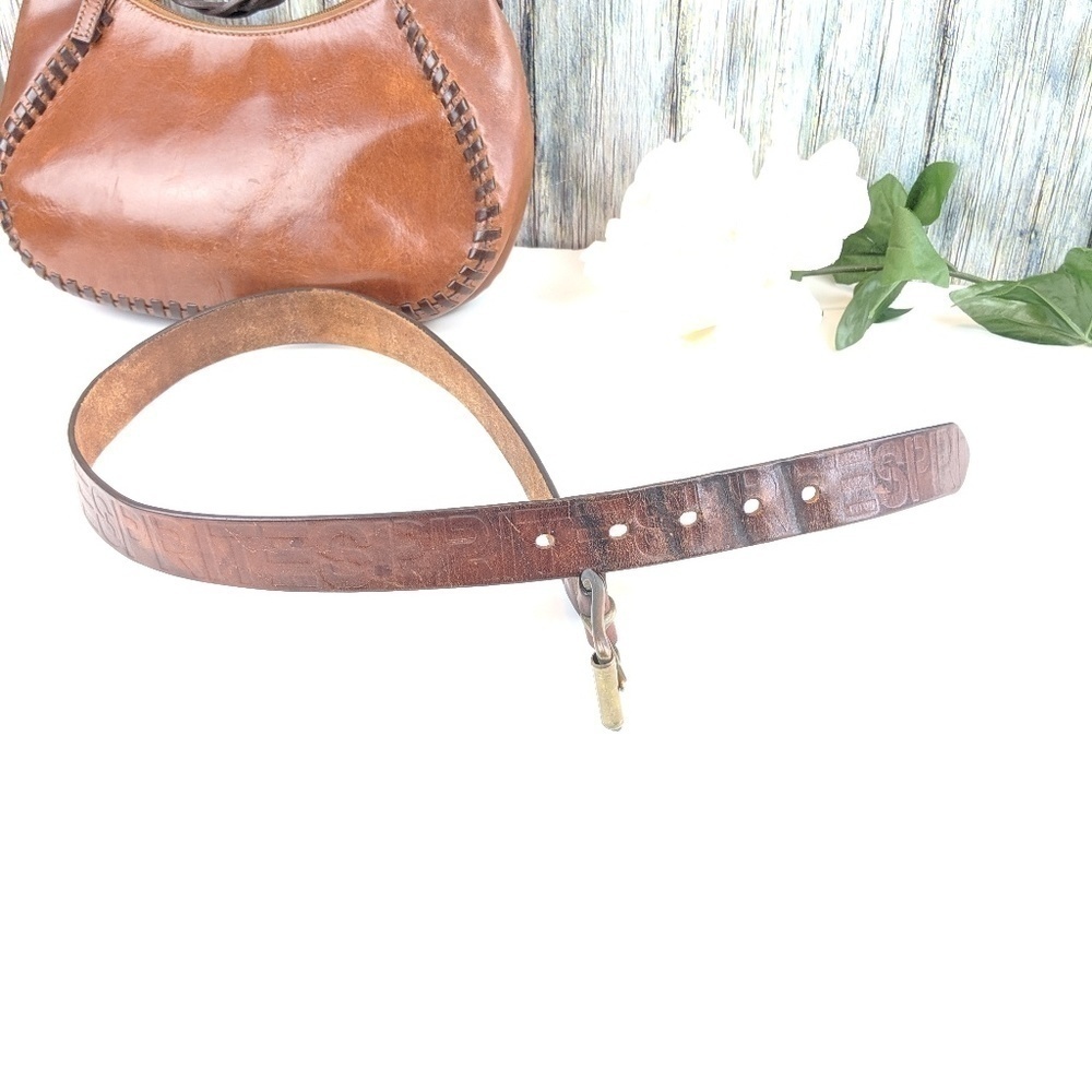 Esprit Vintage Brown Leather Logo Belt - Picture 4 of 8